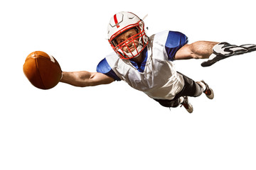 one american football player man studio isolated on white background