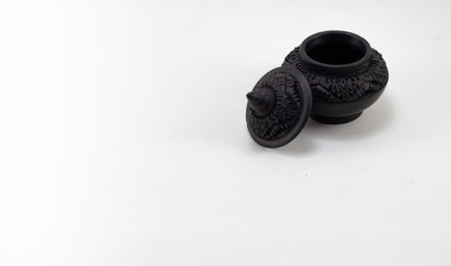 black Pottery on white background