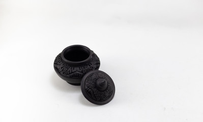  black Pottery on white background