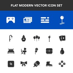 Modern, simple vector icon set with office, karaoke, layout, bedroom, document, chart, game, computer, hygiene, poker, map, bathroom, perfume, music, sound, report, shower, template, business icons