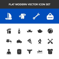 Modern, simple vector icon set with headwear, play, pizza, water, fashion, teapot, box, car, glass, football, wine, ship, childhood, banner, sign, tap, shop, hat, child, equipment, sink, alcohol icons