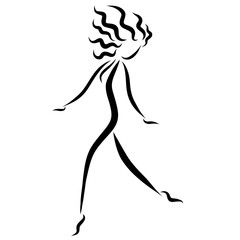 Running slender woman, lightness and health