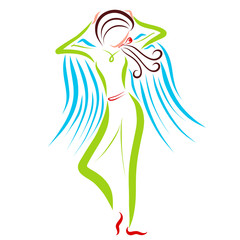 Winged young athlete, colorful sketch