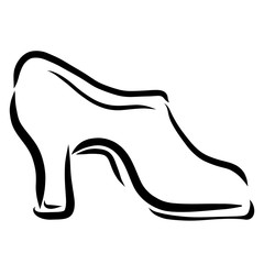 Women's high-heeled shoe, black sketch