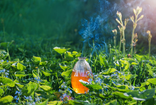 magic potion in bottle outdoor