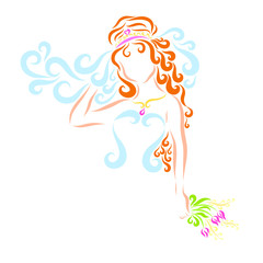 Beautiful bride with veil of curls