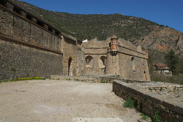 Medieval fortress walls in Villefranche-De-Conflent, France