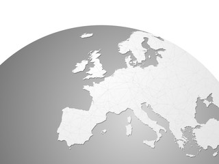 Europe vector map on world globe with links