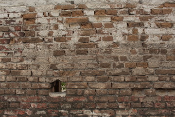 Fototapeta na wymiar Old Brick Wall Fragment For Background Texture Photo.