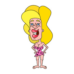 A cheerful cave girl, stone age character