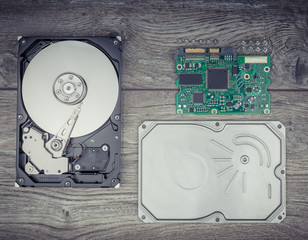 Disassembled Hard drive on the table