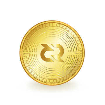 DeCred Cryptocurrency Golden Coin Isolated