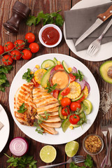 chicken breast fillet and vegetable