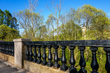 cast iron balustrade on granite bridge