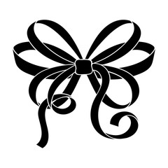 Bow. Black silhouette ribbon knot