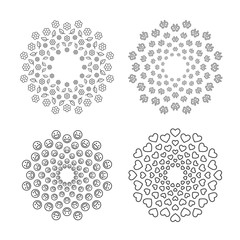 Set of High Quality Modern Decorative Oriental Black Mandala on White Background . Isolated Vector Elements