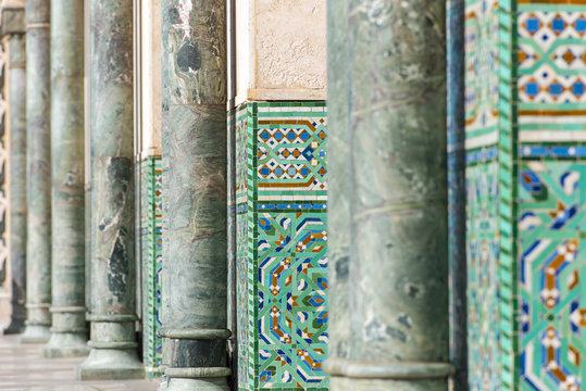 Detail of Decors of Hassan II Mosque in Casablanca Morocco