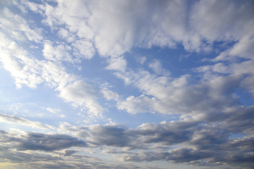 Photo of high blue sky with spindrift clouds background