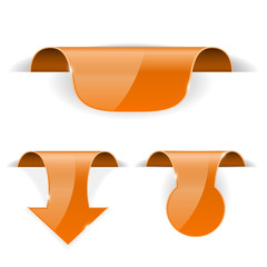 Orange set of stickers 3d labels with transparent shadow