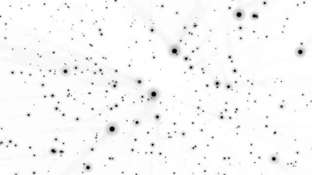 black round particles slowly move against a white background. computer graphics