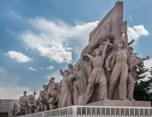 Beijing, China - April 27, 2010: Detail of Memorial of the People’s Heroes on Tiananmen Square....