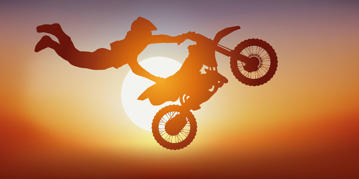 Vettoriale Stock moto, moto acrobatique, moto cross, sport extrème, saut,  sauter, cascadeur, acrobate | Adobe Stock