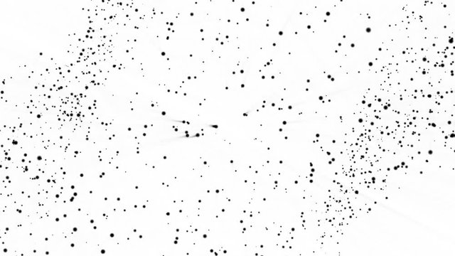 black round particles slowly move against a white background. computer graphics