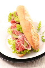 sandwich with salami and salad