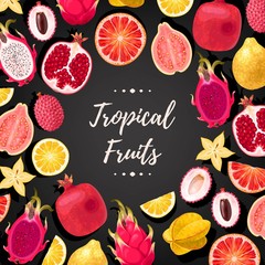 Vector card with tropical fruits