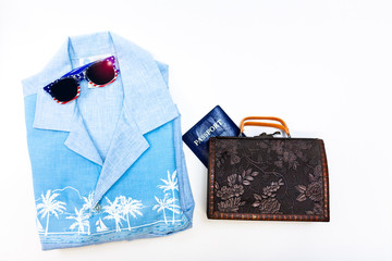 Hawaiian Shirt, Passport and Sunglasses