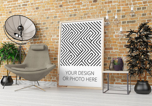 Vertical Poster in Modern Interior Mockup