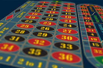 European Roulette Table perspective raster illustration, shallow DoF