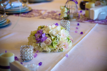 Table setting at a luxury wedding reception