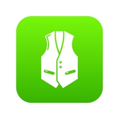 Waistcoat icon green vector