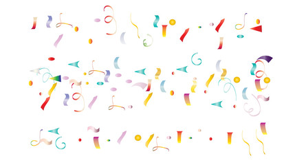 Trendy Xmas Party Tinsel Vector Foil Confetti Cool Foil Border Fireworks Explosion, Blast, Burst, New Year, Christmas, Birthday Celebration. Cool Summer Coctail Party Colored Gradient Tinsel Confetti.