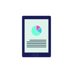 Flat Portrait Tablet with Pie Chart In The Screen