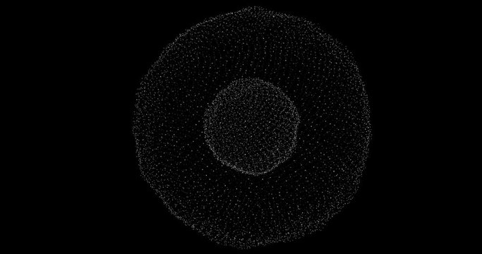 Sphere with 2 poles from which energy is released. Bright white points of energy moving between the two poles of a globe. Communication between two extremes, exchange of digital information. Internet