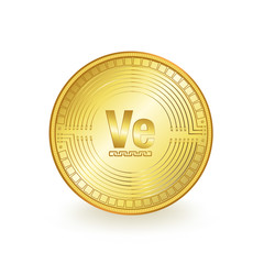 Veritaseum Cryptocurrency Golden Coin Isolated