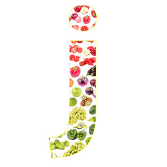 Letter made from fruits and vegetables, isolated