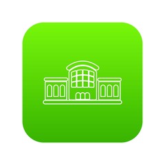 Railway station icon green vector