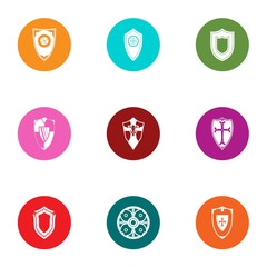 Shield icons set, flat style