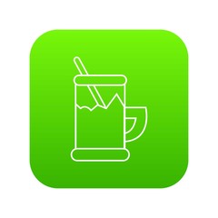 Metal glass cup tea icon green vector