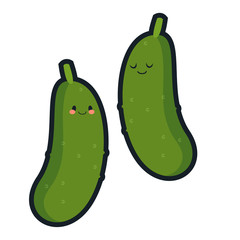 Cute cucumber characters. Vector set