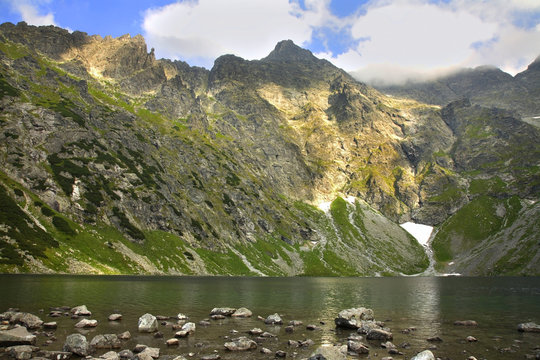 Black Lake below Mount Rysy (Czarny Staw pod Rysami) near Zakopane. Poland