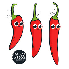 Cute pepper chili characters
