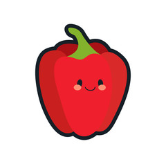 Cute flat pepper character icon