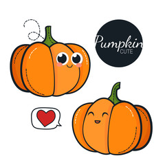 Cute pumpkin characters. Vector set