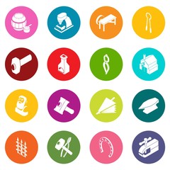 Blacksmith tools icons set colorful circles vector