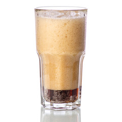 Glass black carbonated water foam kvass dark beer