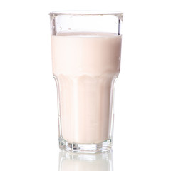 Glass of milkshake strawberry yogurt